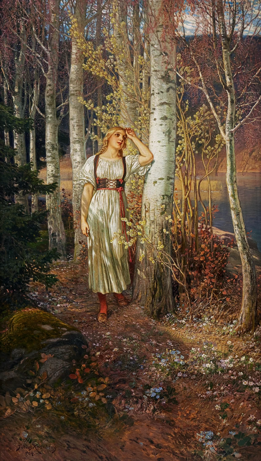 Giovane donna in un paesaggio primaverile, 1914